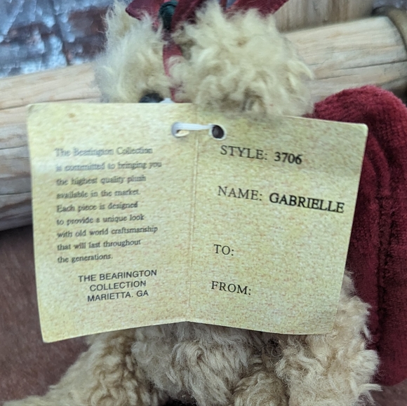Vintage The Bearington Collection Gabrielle Plush Teddy Bear W Red Velvet Wings - Picture 7 of 12